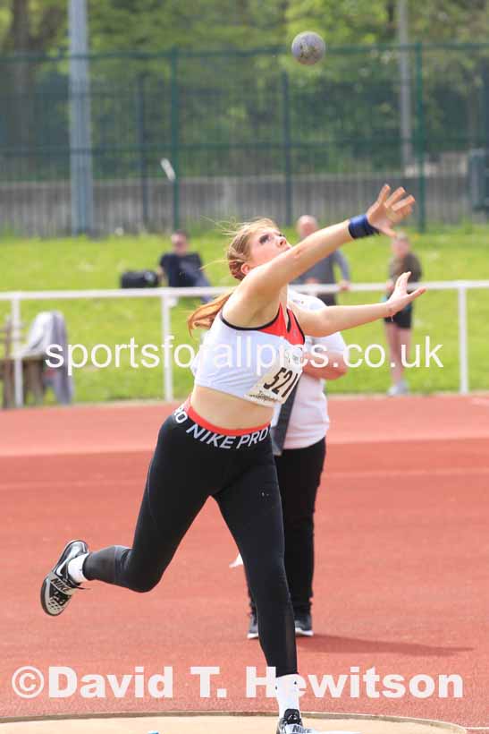 Womens Under-17s Shot Putt, 2023 North Eastern Track and Field Champs., Middlesbrough Sports Village, Middlesbrough. Photo: David T. Hewitson/Sports for All Pics